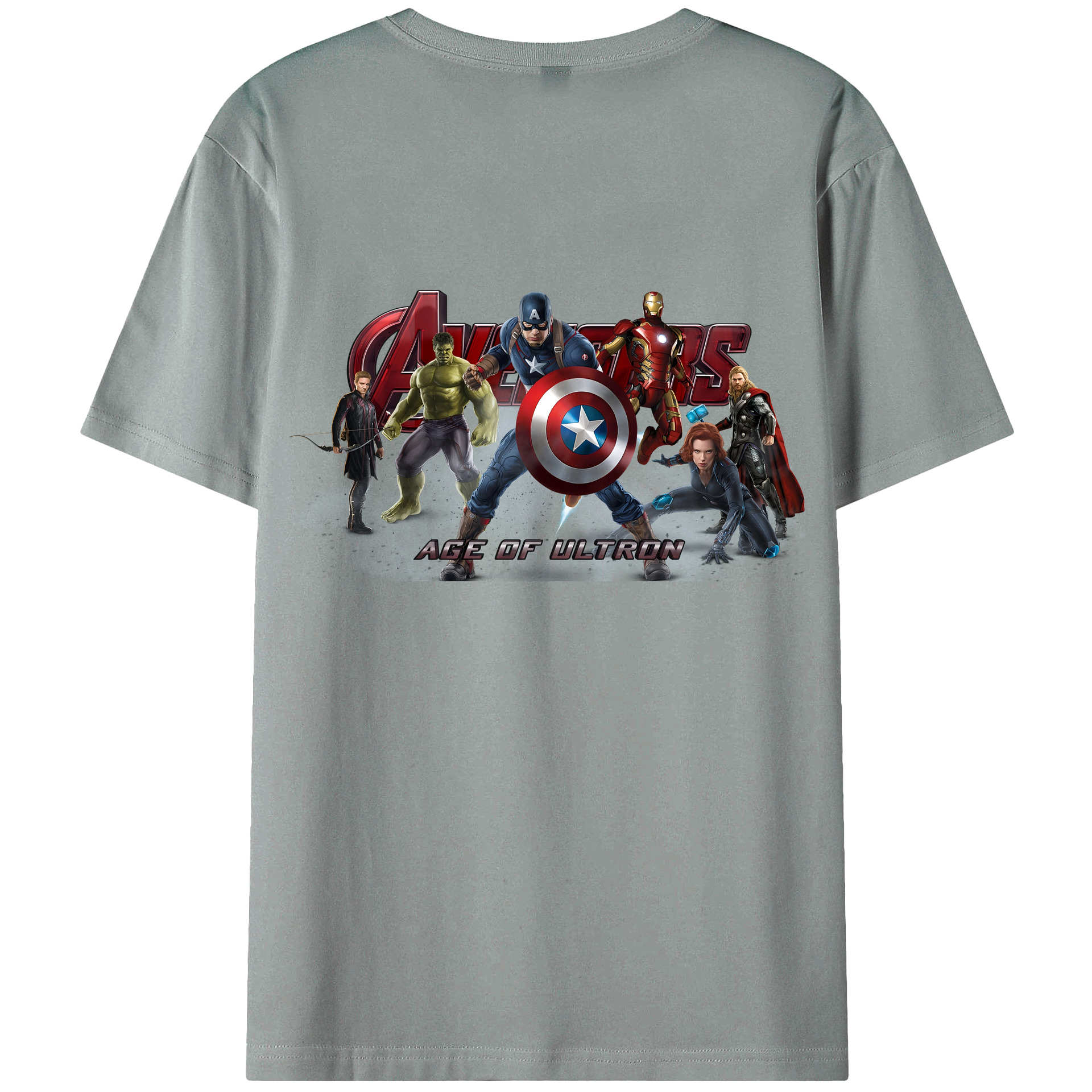 （画像用） アベンジャーズ The Avengers 綿100％ メンズ半袖Tシャツ（バックプリント） 通気性